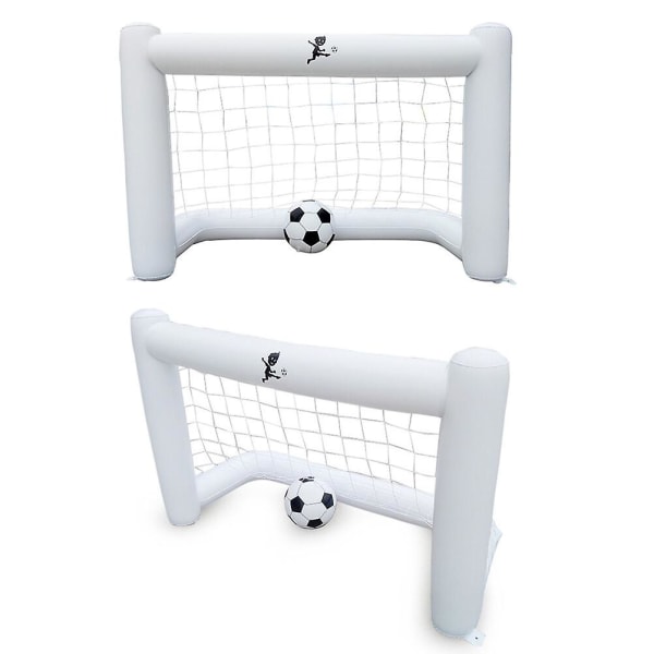 160 cm oppustelig fodboldport med net oppustelig fodboldspil Flydende fodboldmål (1 stk port + 1 stk. White 160X80CM