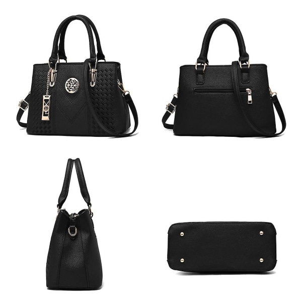 Damväska i Läder, Axelväska, Handväska, Messenger, Satchel, Crossbody, Vinröd