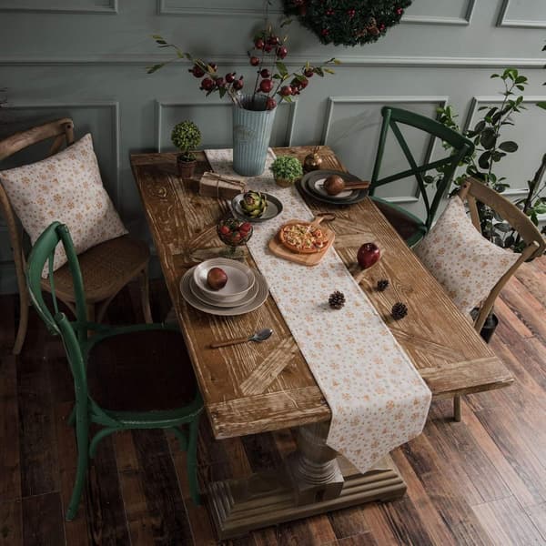 Christmas Tree Pattern Cotton and Linen Table Runner, Modern Dec