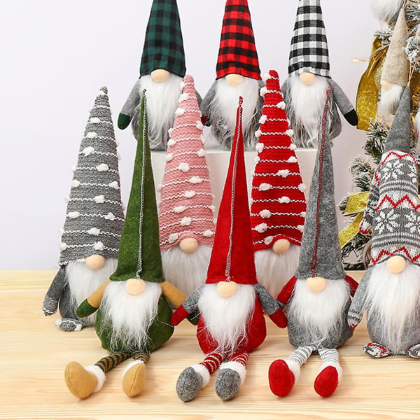 Rödknittad Snöflingahatt Jultomte Bordspynt Plysch Söta Elf Mjuk Passform Röd