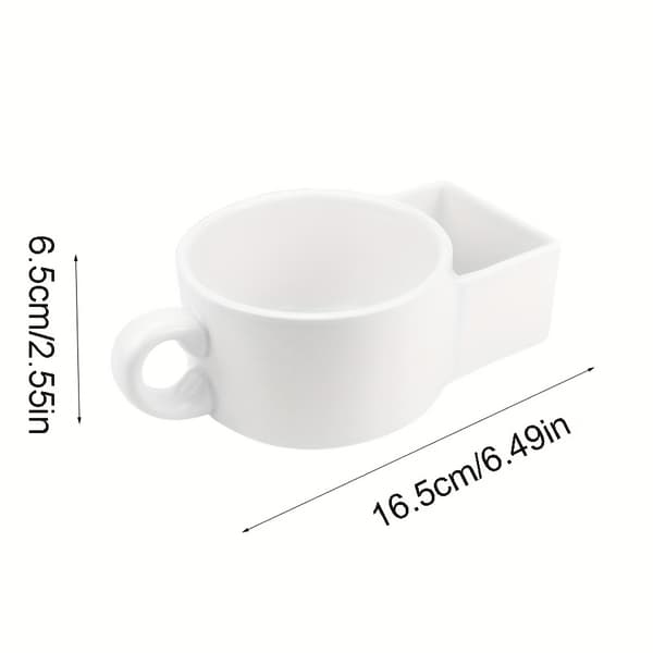 Ceramic Soup and Cracker Mug with Handle, Cereal Bowl for Milk, Chips, Dip Sauce