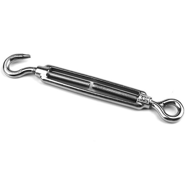 M6 Turnbuckle med krok og krok, Turnbuckle i 304 rustfritt stål, tungt tau for spenning, pakke med 4