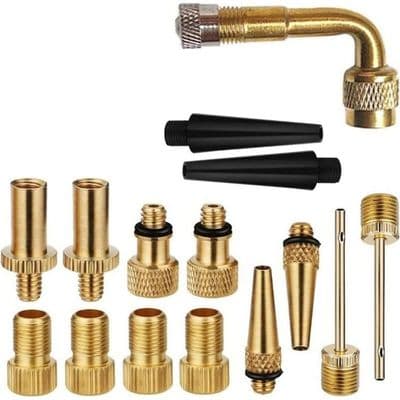 Kopparcykelpumpadapter - Gummitätningspackning - Förlängningsstång ingår - Däckpumpning - 15-pack