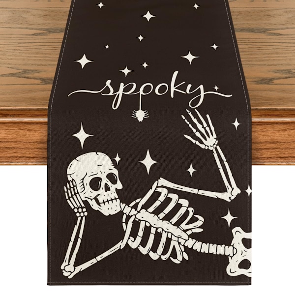 Läskig Skelett Spindelben Halloween Bordlöpare, Semesterkök Matbord Dekoration för Hemfest Dekor 13 x 90 Tum