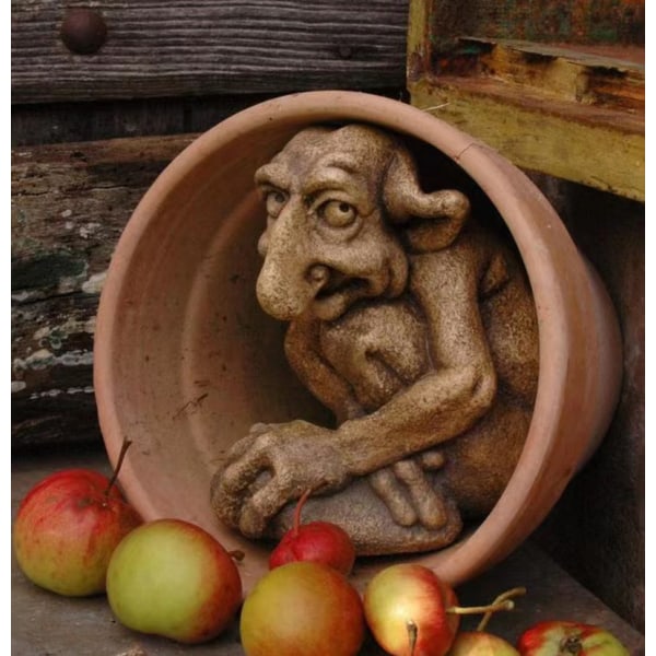 Trollstatuer Hjemmedekor, Gargoyle Statuer, Støpte Stein-Troll, Gotisk Skulptur Hjemmehage Kunstdekorasjoner, Utsøkt S