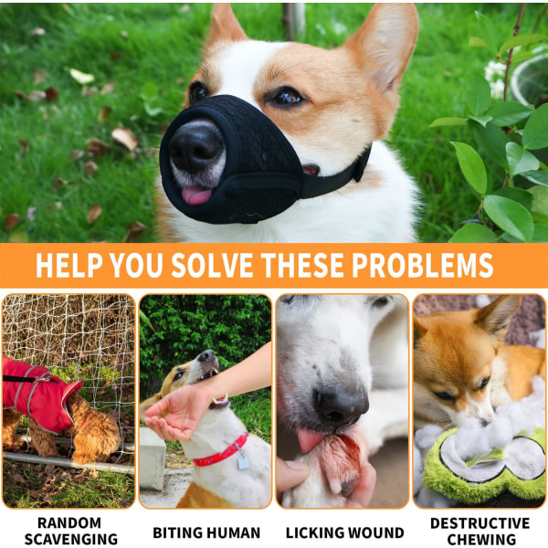 Hundens nosparti i mjukt mesh - justerbart ventilerande hundmunkorg, hundmask, cover för anti-bitt anti-ab