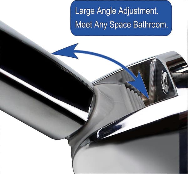 Wall Mounted Shower Bracket for Handheld Shower Head, Height Adjustable Holder - Large Angle