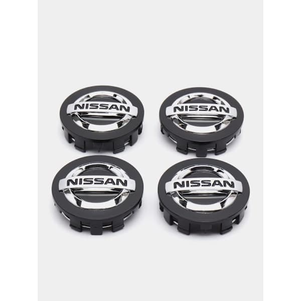 4-pack Nissan Hubcaps / Wheel Hub Emblems - 54mm Silver