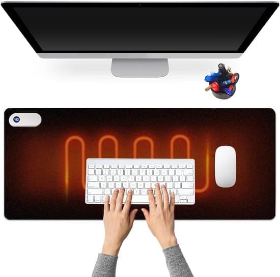 Heated Mouse Pad Waterproof Desk Mat 3 Temperature Settings Automatic Shut-off PU Leather [Ho]