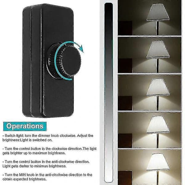 3-100W LED Trailing Edge Dimmer (Rotary Dimmer), Suitable for Dimmable LED, Incandescent, Halogen Lamp, 220-240V, CE Plug-in Switch, Black
