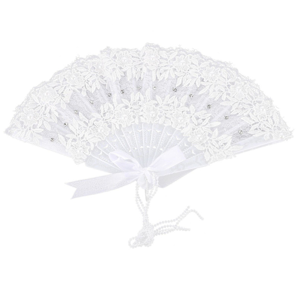 Brude Vifte Bryllup Blonde Perle Design Vifte Dame Performance Vifte Brude Vifte Prop Hvit 40x22cm