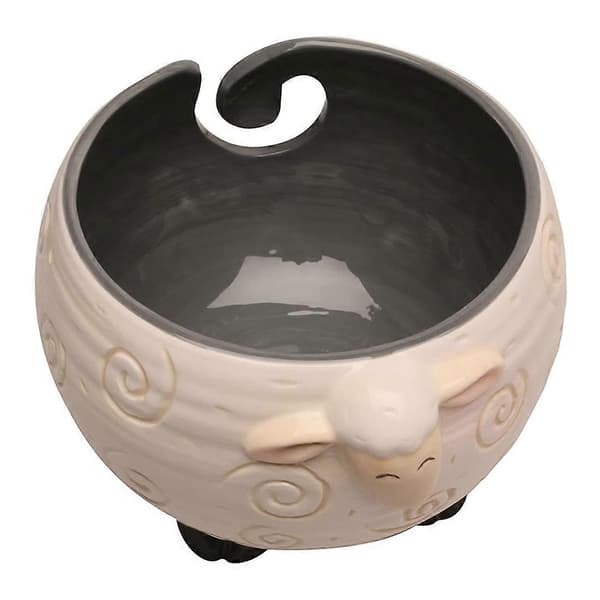Ceramic Yarn Bowl - Keeps Yarn Ball for Free Handwork, 15 cm W x 11 cm H