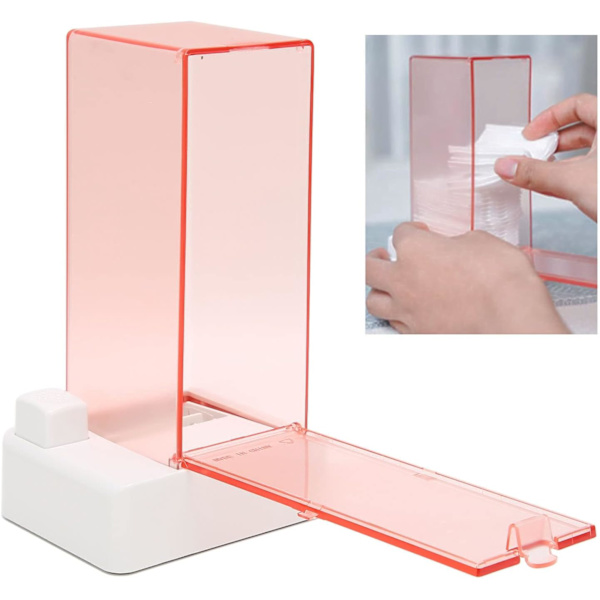 (Pink) Automatisk Vatpind Dispenser Vatpind Organizer Trykt Kvadratisk Vatpind Holder Lintfri Viskestykke Kosmetik Organizer