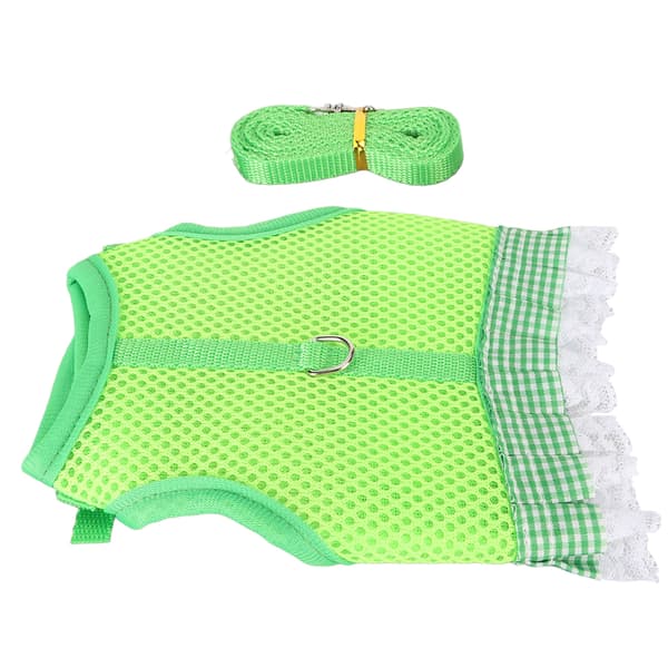 Rabbit Harness and Leash Breathable Mesh Lace Edge Adjustable Rabbit Chest Harness Vest with Long Drawstring 1.4m L