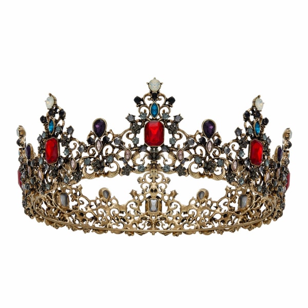 Jeweled barokk Queen Crown - Rhinestone bryllup tiaraer og kroner for kvinner, svart kostyme fest hårtilbehør med