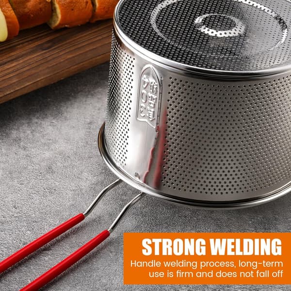 304 Stainless Steel Pasta Strainer Baskets, 3-Pack Noodle Blanching Baskets with Long Detachable Handles for Kitchen Use
