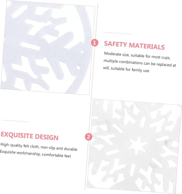 Christmas Snowflake Coasters 6-pack Round Felt Mug Coasters
