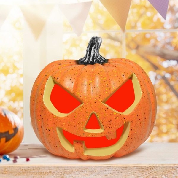 Plastlykta Pumpor Halloween Ljuslykta Pumpa Utomhus Inomhus Batteridriven Ljussatt Pumpa med Halloween Pum