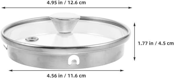 Tekande Glaslåg Erstatning 11.6cm Indvendig Diameter med Rustfrit Stål Varmebestandigt