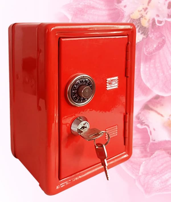 Mini safe sparegris rød, kompakt myntoppbevaringsbeholder