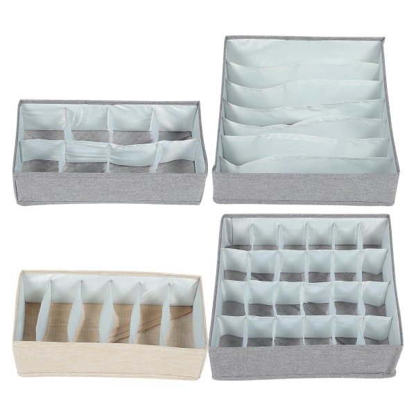 Foldbar Oppbevaringsboks BH-organisator Skuffe Undertøy Oppbevaringsorganisator Undertøy Skuffedeler BH U Grey 32x32cm