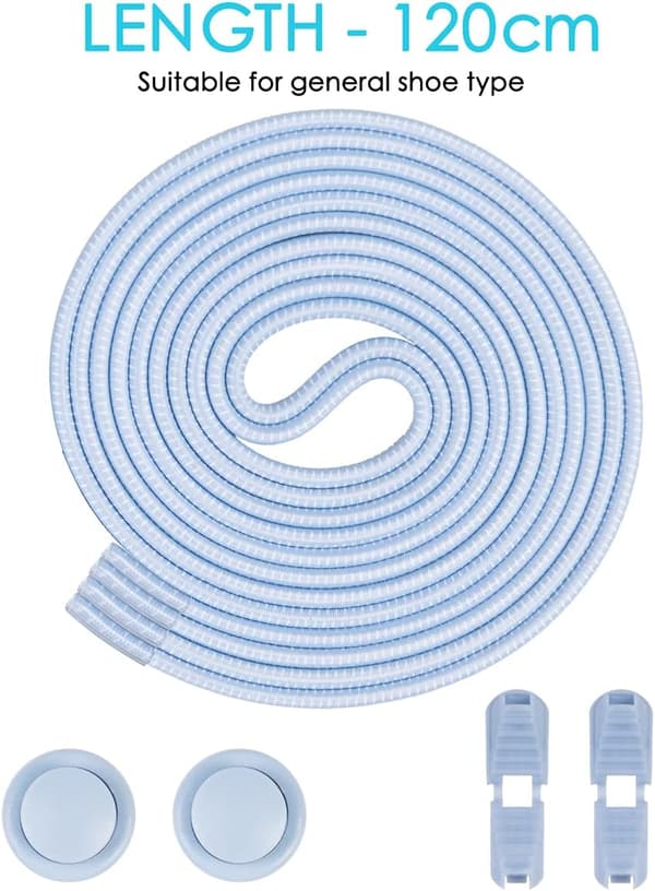 (Blue and Pink) 4 Pairs Self-Locking Elastic Shoelaces, Laces
