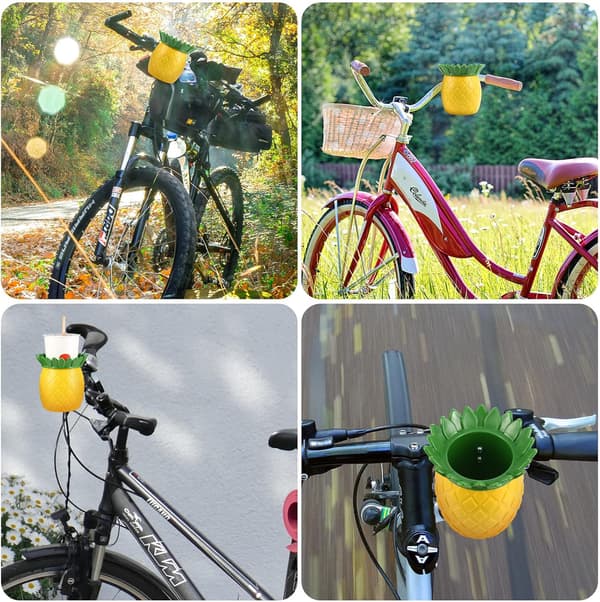 Pyörän pulloteline Ananas, Söpö pyörämukinpidike metallikiinnikkeellä, vesipulloteline rantapyörän ohjaustankoon