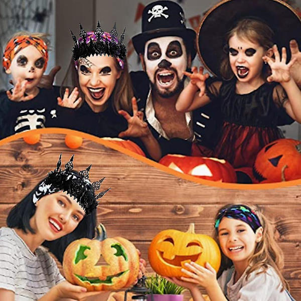 Mørkt Gotisk Vind Sort Krone Hårbånd Halloween Pandebånd Hovedbeklædning, til Ball Party Maskerade