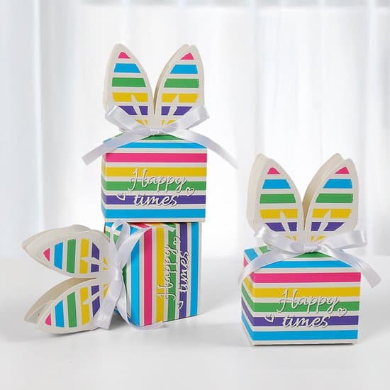 Gift Wrapping Candy Box - Rainbow Rabbit Series - Striped Design - Printed - Festive - 10 pieces per pack