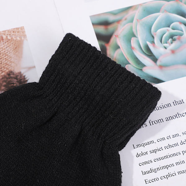 Barnehansker Gutter Vinterhansker Elastiske 5 Fingre Fullfingerhansker Strikkede Magiske Hansker Dress - svart