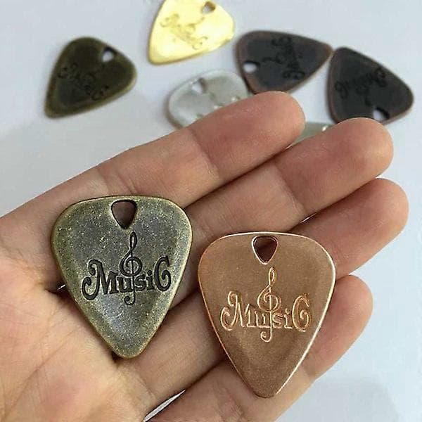 Gitarrplektrum, 5 st, 5 färger, slitstarka metallplektrum för elgitarr, akustisk gitarr och bas