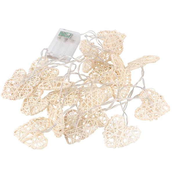 2,5 m Valentinsdag Rattan Hjerteformet Lysstreng 20 Kærligheds Lampe Streng (varm hvid) 2,5M