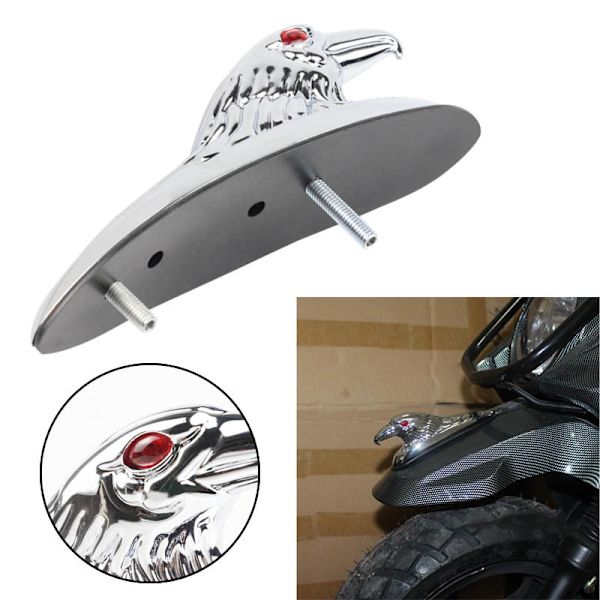 Krom Eaglehoved Ornament Statue til Motorcykel 4x4 Fender Forrammer og Bilhjelmmonteringer