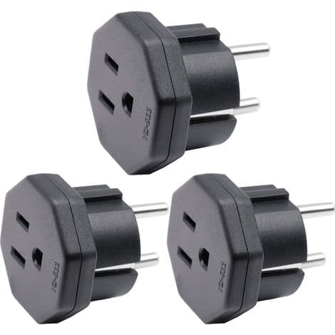 US/JP/CA hanstik til EU/DE/FR/IT/ES hunstik, US/CA/JP hanstik til elektroniske enheder, 2-polet EU hunadapter (3 stk., sort)