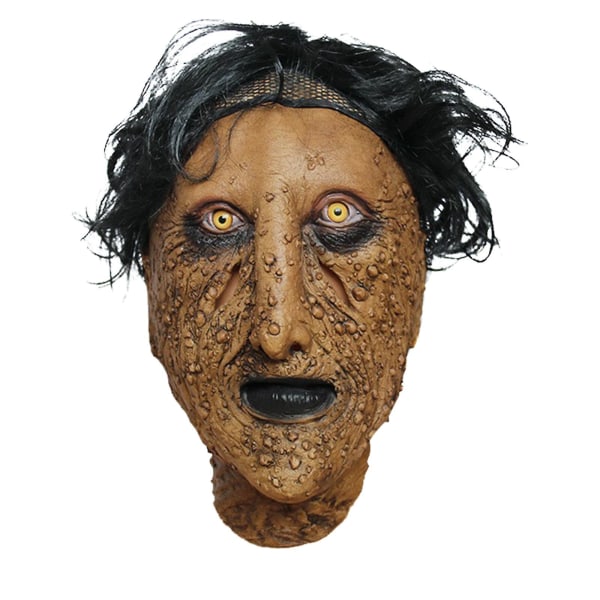 Halloween Horror Grimace Maske Skummel Latex Hud Med Hår Realistisk Halloween Skummel Cosplay Rekvisitter Brun Brown