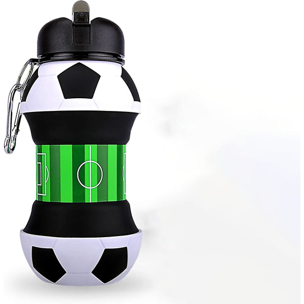 Fodboldvandflaske - Unikke fodboldgaver til drenge og piger - Seje børnevandflaske, sammenklappelig, lækagesikker - Drengevandflaske - Bpa fri - 550