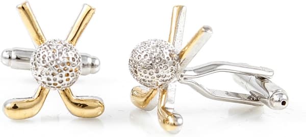Golf Ball and Clubs Cufflinks Pair Double Layer Electroplated Cufflinks Delicate and Compact