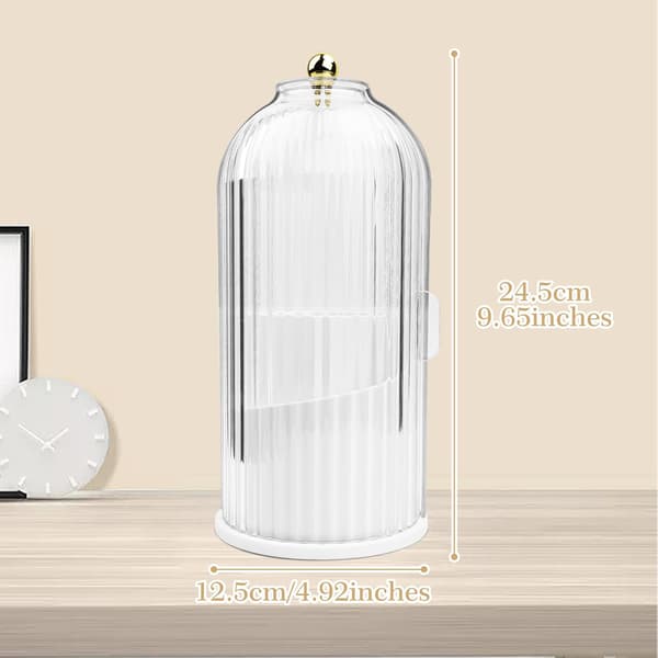 Makeup Brush Holder Organizer with Clear Lid 360 Rotating Sliding Opening Dustproof Brushes