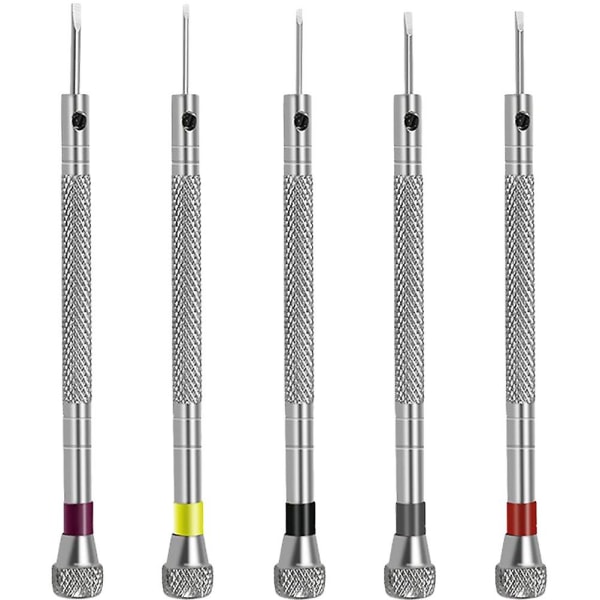 5pcs Precise Screwdrivers Watch Repair Tools Jewelry Screwdrivers Tools For WatchmakerSilver9.28X0.48CM