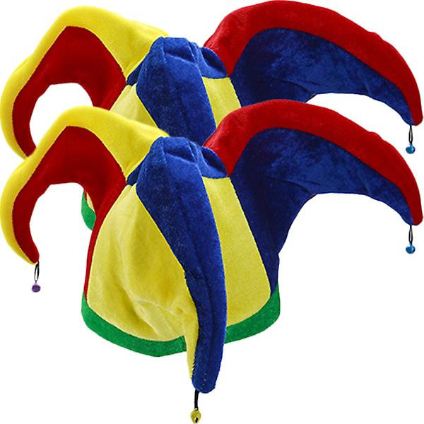 2 st Roliga Clownhattar Med Bjällror Clown Cosplay Kostymtillbehör Rekvisita 18X47X47CM