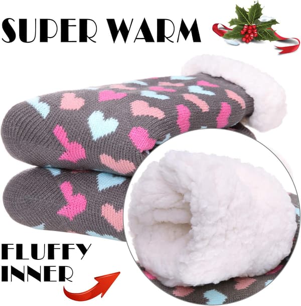 Dame Fleeceforede Fuzzy Bløde Varme Vinter Jule Tøffelstrømper