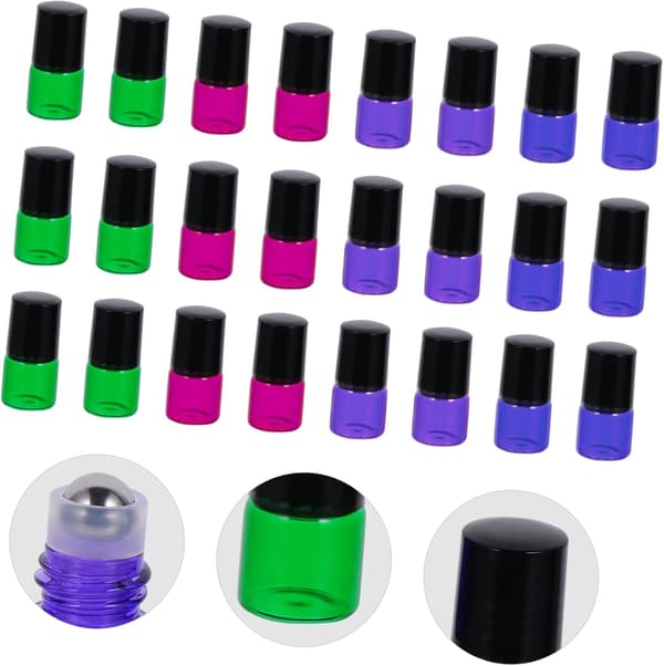 40 st 1 ml eteriska oljor rullflaskor set med kula och svart kork, glasparfym roll-on behållare för aromaterapi personlig vård