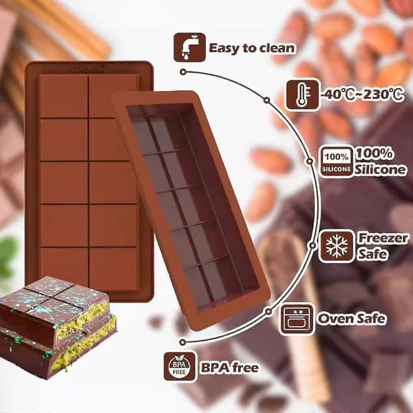 Dyb Chokoladebageforme 2-pak, Store og Tykke Silikoneforme til Fyldte Kager, Stor Chokoladegodteform