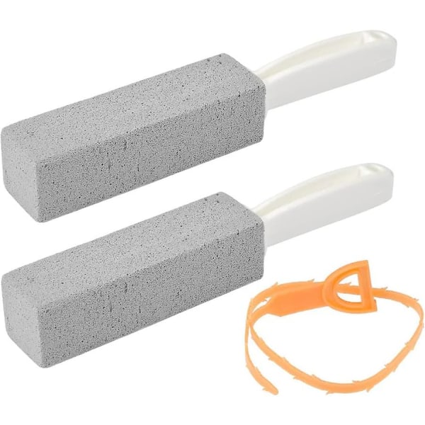 2 Pieces Pumice Stone Toilet Brush Cleaning Hard Toilet + 1 Piece Drain Pipe Cleaning Tool Cleaning For Swimming Pool, Hob, Tile Toilet Bowl