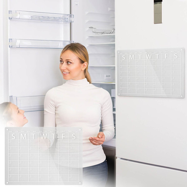 Akryl Magnetisk Kalender För Kylskåp 15x11 Tum Magnetisk Kalender För Kylskåp Transparent Torkbar Kalender