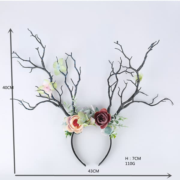 Fairy Tree Branch Mori Overdådig blomsterhårpynt horn hodeplagg - Marineblå