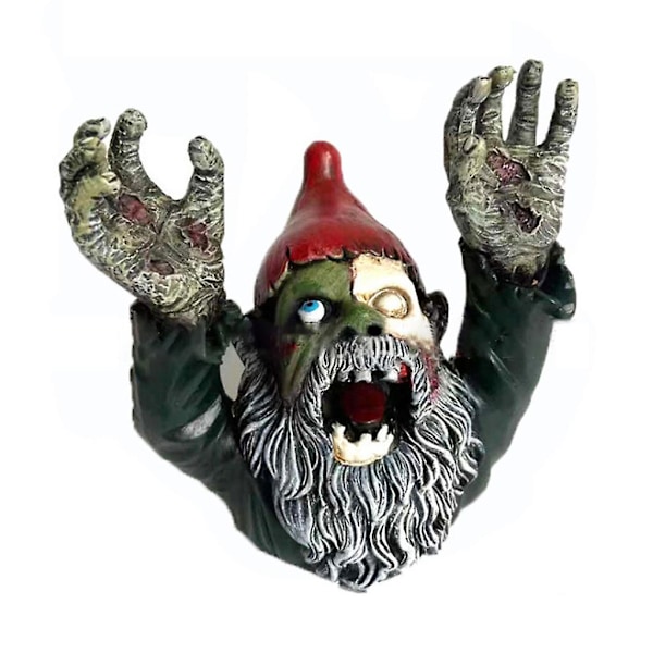 Kreativ Halloween Skummel Dverg Statue Hender Opp Halv Zombie Gnome Gulv Skulptur Statue Harpiks Ornament Hage Hagefest Dekorasjon
