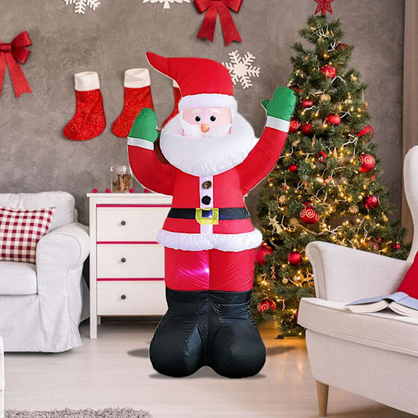 Uppblåsbar Jultomte, Uppblåsbar Jultomte för Utomhus med Färgglada Roterande LED-Ljus, Vinterdekoration för Jul Utomhus Inomhus Trädgård