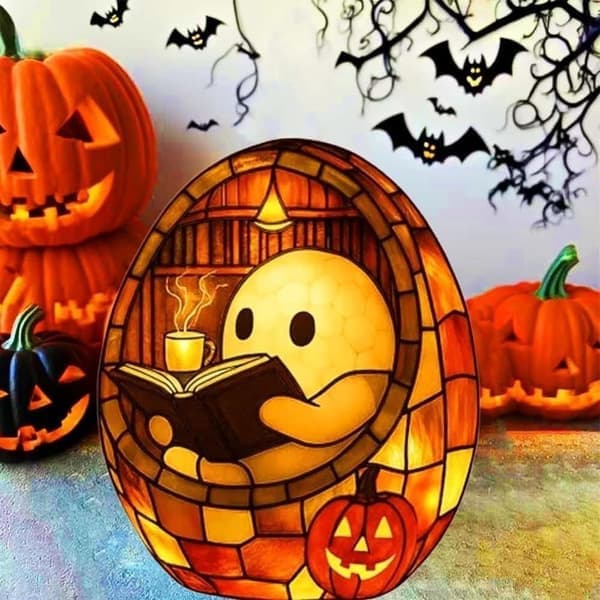 Ghost Lamp with Book – Cute Halloween Night Light, Ghost Night Light Halloween Decoration Gift