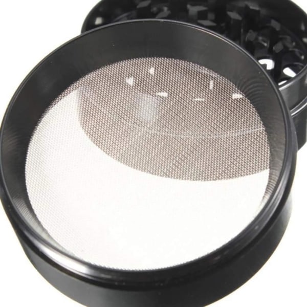 Pollengrinder Manuell Handvev Zinklegering Kvarn för Kryddor, Örter, Kaffe, Örter, 4 Delar med Skrapa, Diameter 40 mm (Svart